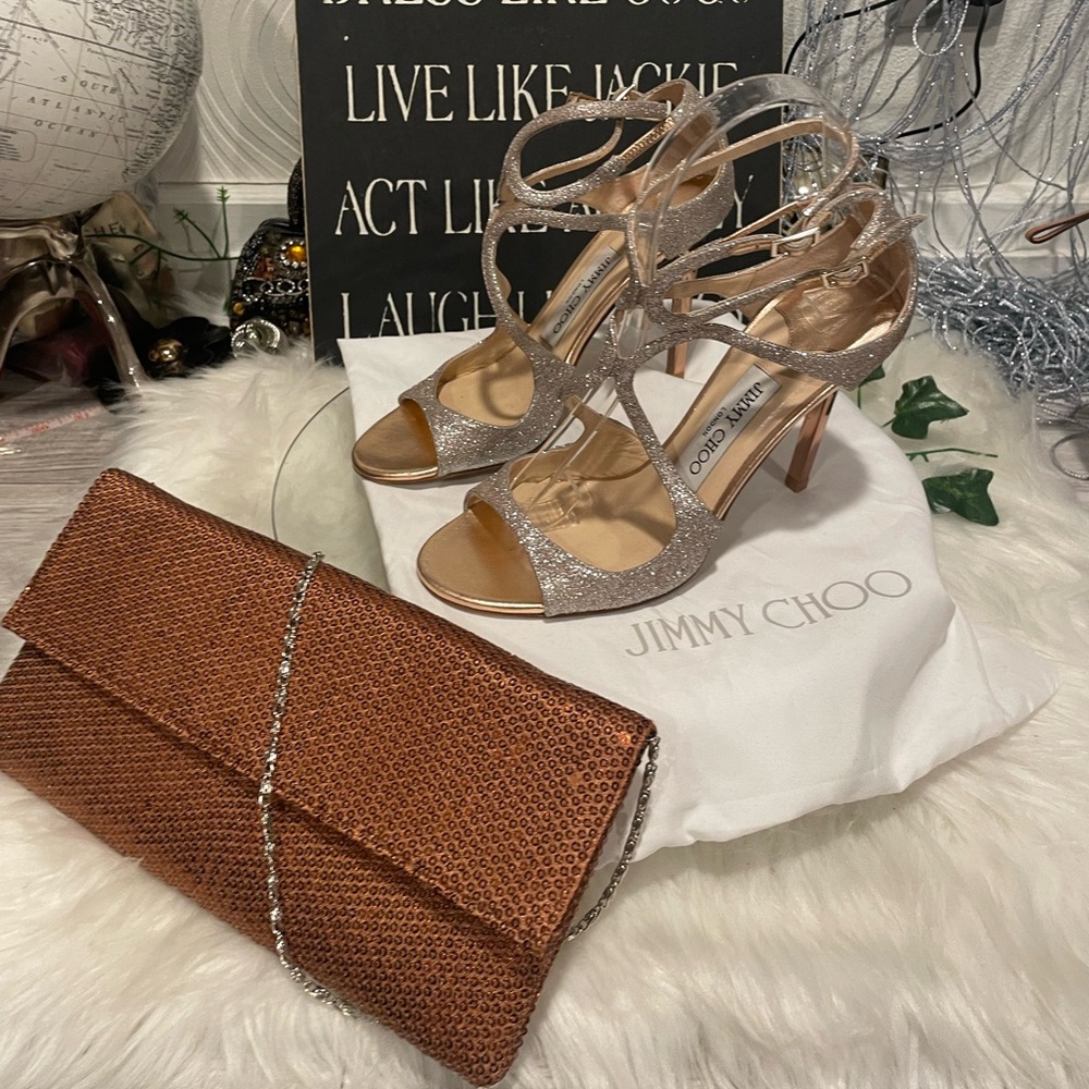 Size 37 Jimmy Choo champagne colored high heel shoes